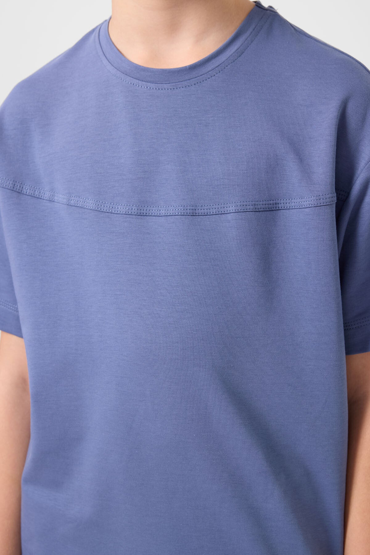 Koyu Mavi-Kot Lacivert Pamuklu Oversize Fit Dokuma Hafif Esnek Chino Erkek Çocuk Şort Takım - 11279