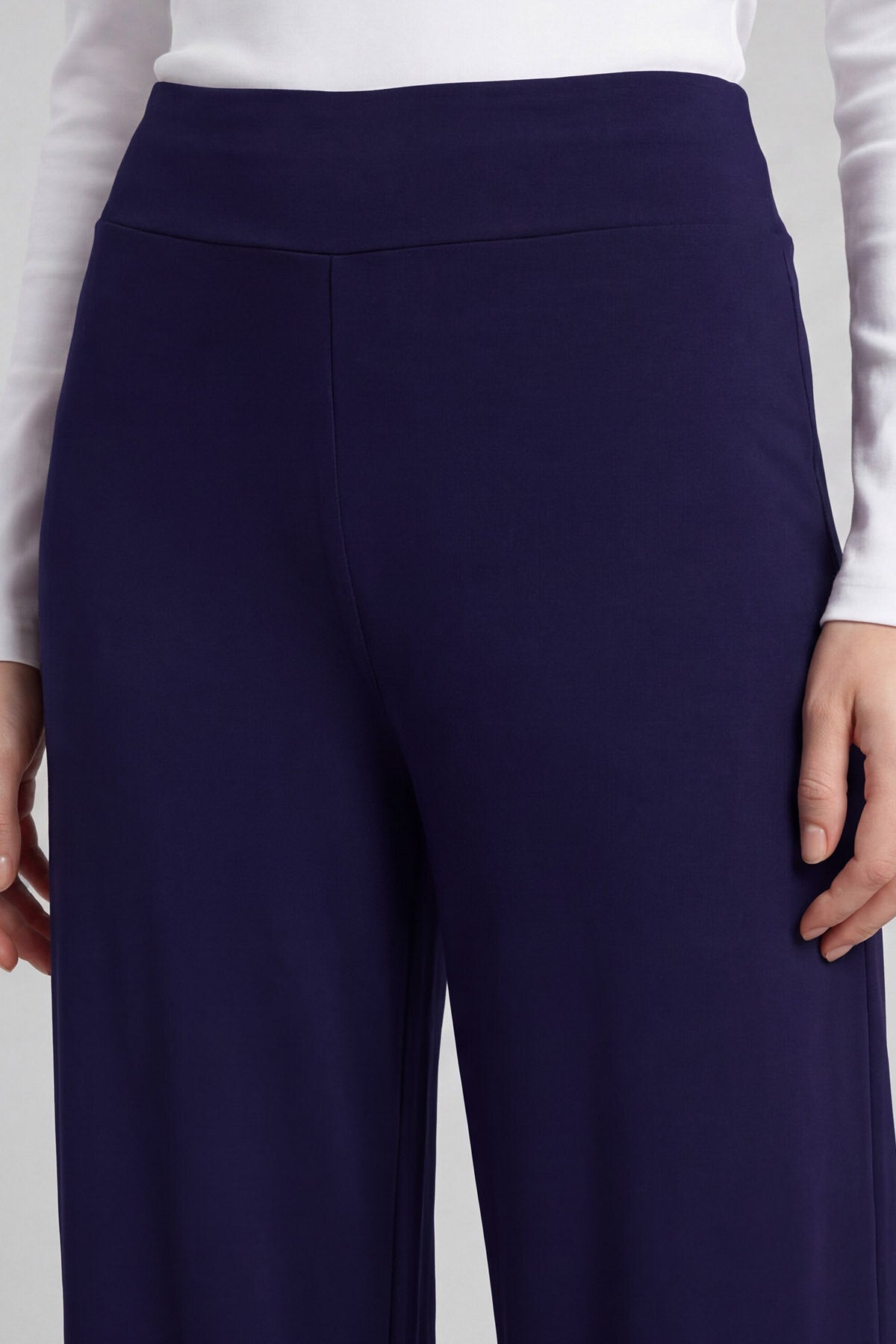 Koyu Mor Comfort Fit Geniş Paça Korsajlı Palazzo Kadın Pantolon - 94681