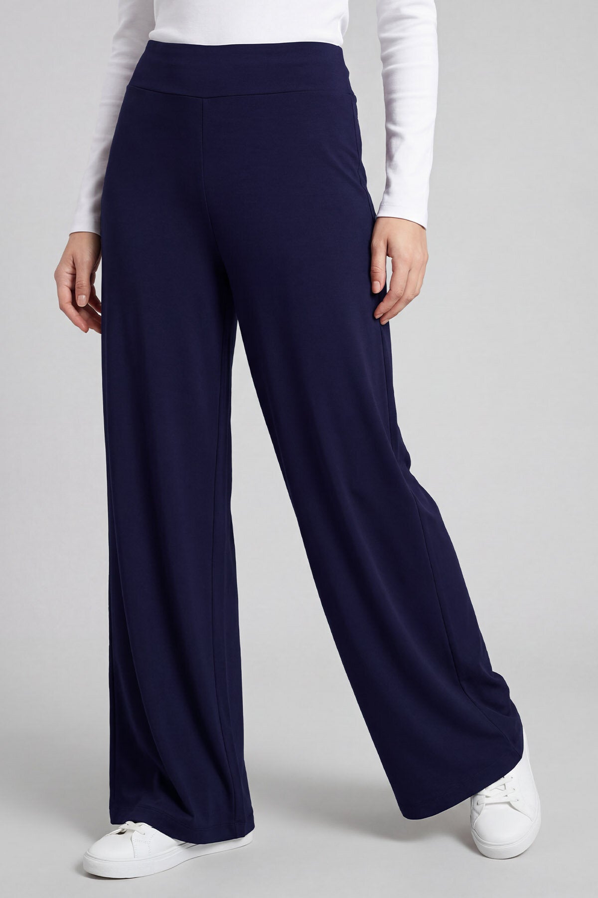 Koyu Mor Comfort Fit Geniş Paça Korsajlı Palazzo Kadın Pantolon - 94681