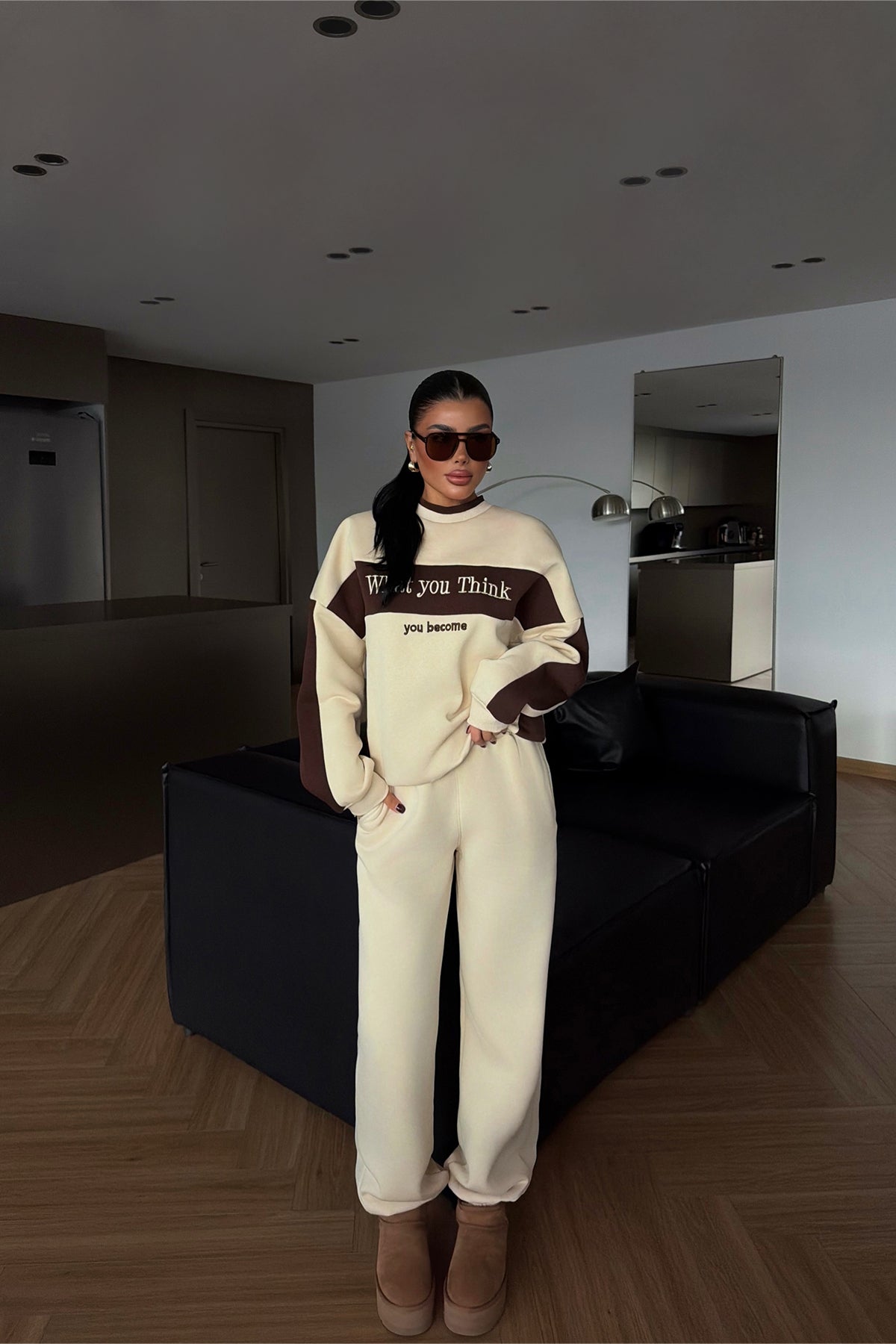 Krem Wayster Eşofman Takımı ATE-4154