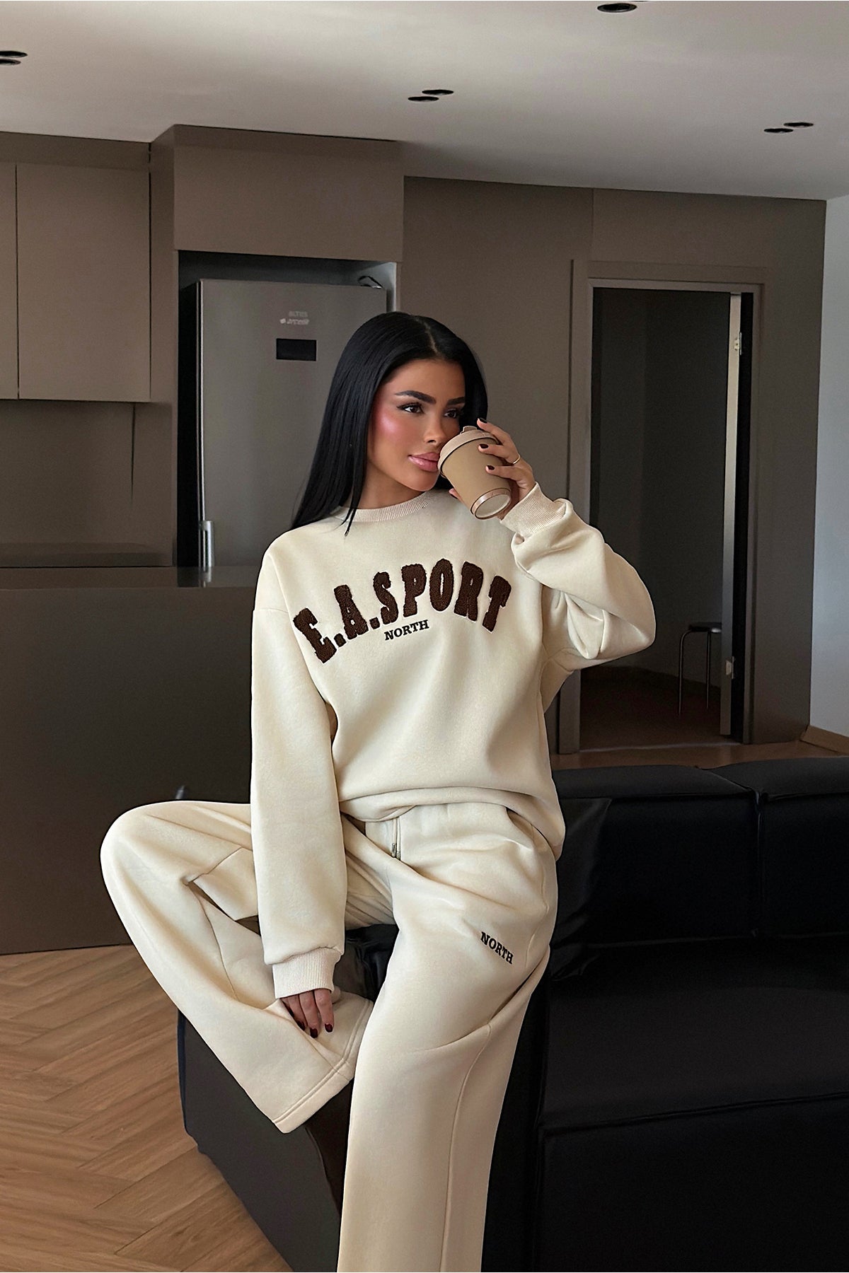 Krem Easport Eşofman Takımı ATE-3886