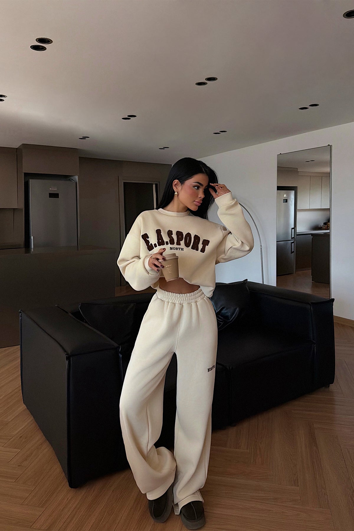 Krem Easport Eşofman Takımı ATE-3886