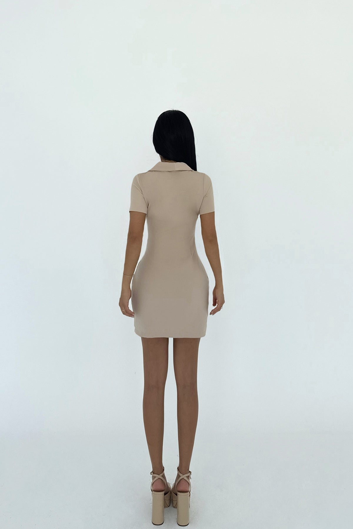 Krem Lady Mini Elbise ATE-2458