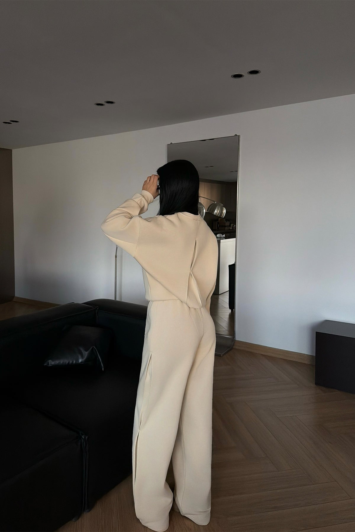 Krem Valenty eşofman takımı ATE-4159