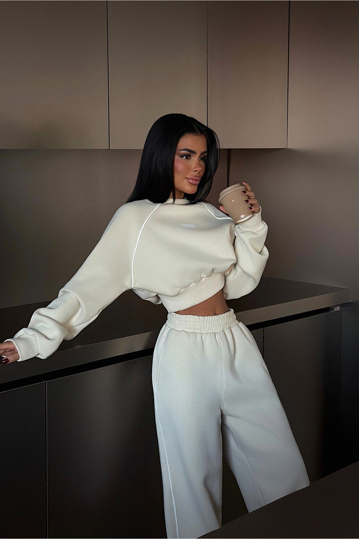 Krem Breathe Eşofman Takımı ATE-3846