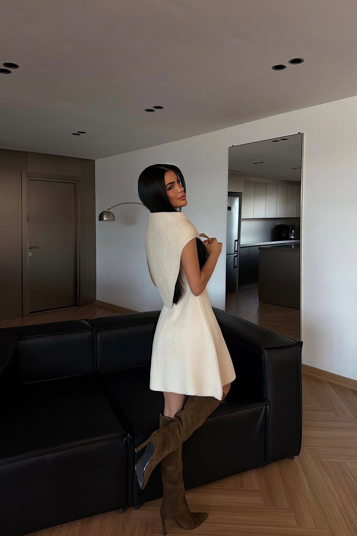 Krem Marayla Triko Elbise ATE-4453