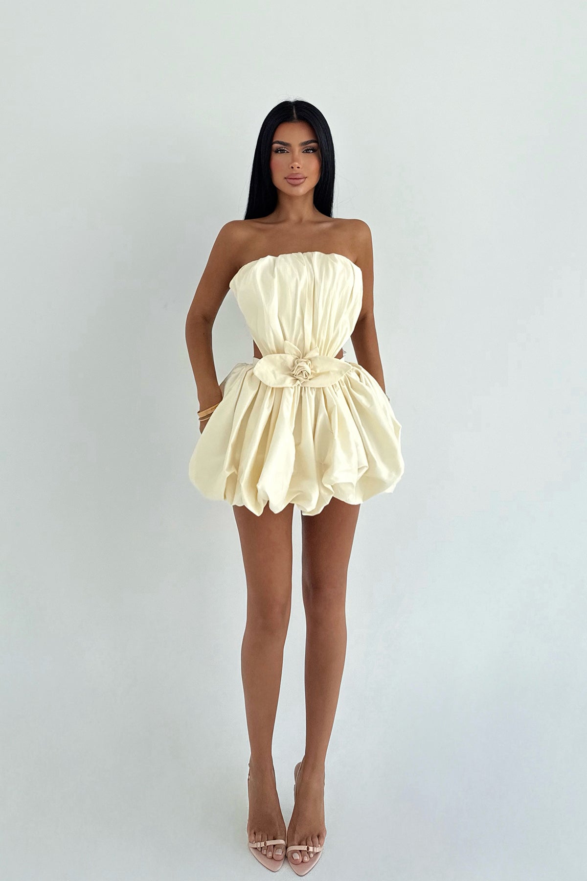 Krem Senda Mini Elbise ATE-3518