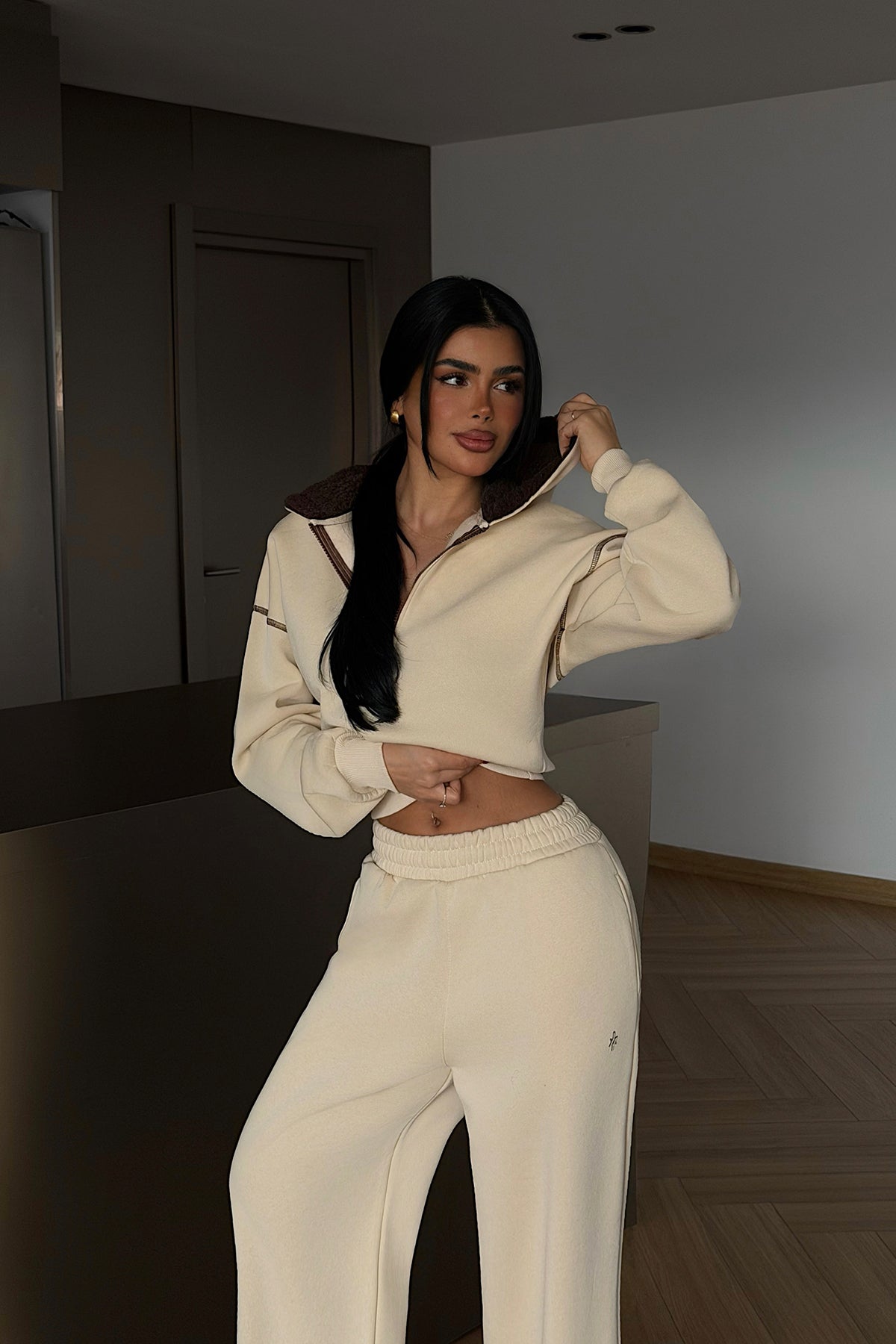 Krem Mattie eşofman takımı ATE-4306