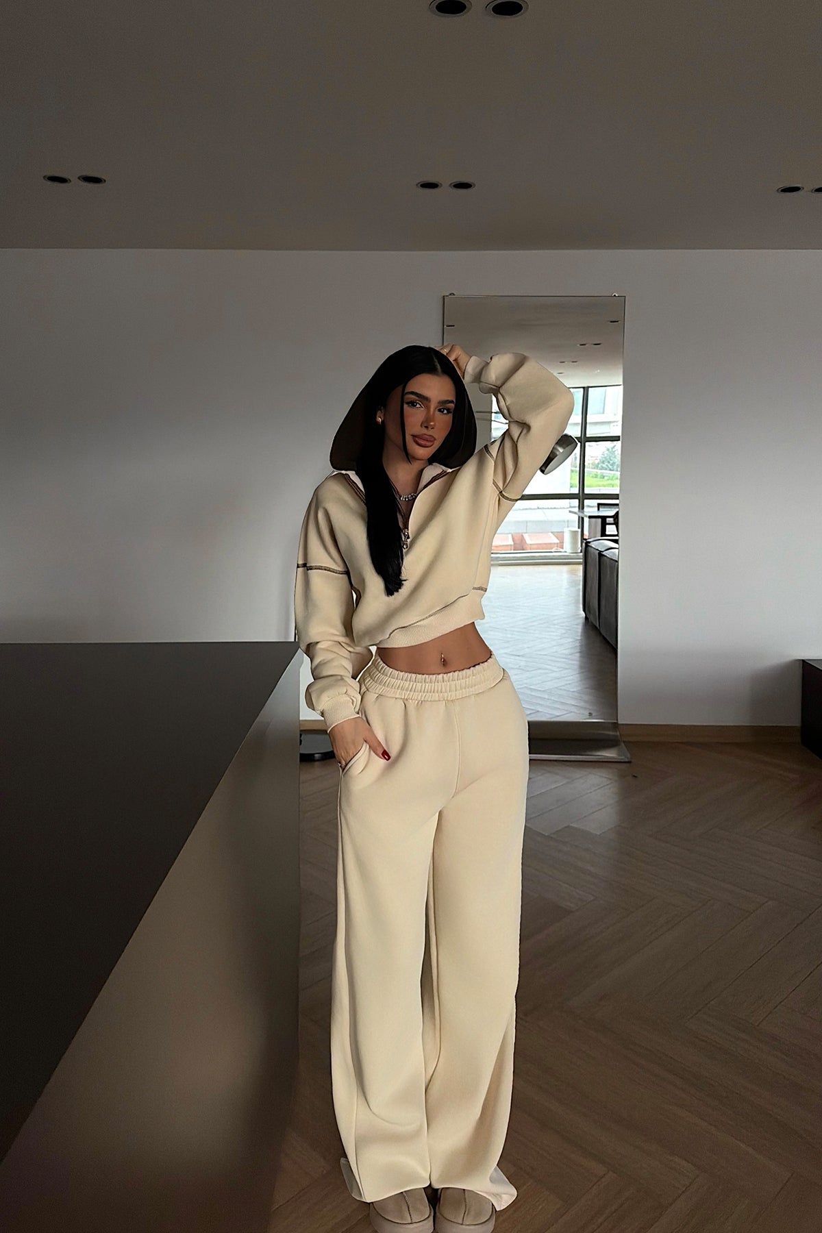 Krem Mattie eşofman takımı ATE-4306