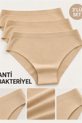 Kadın Bej Antibakteriyel Dikişsiz Külot 3’lü Set