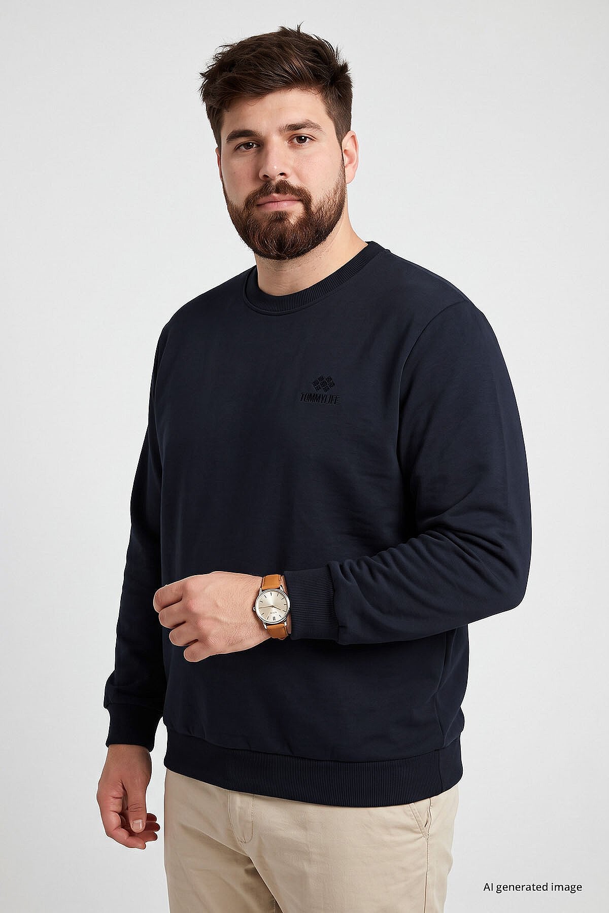 Lacivert Basic Büyük Beden Erkek Sweatshirt - 88126