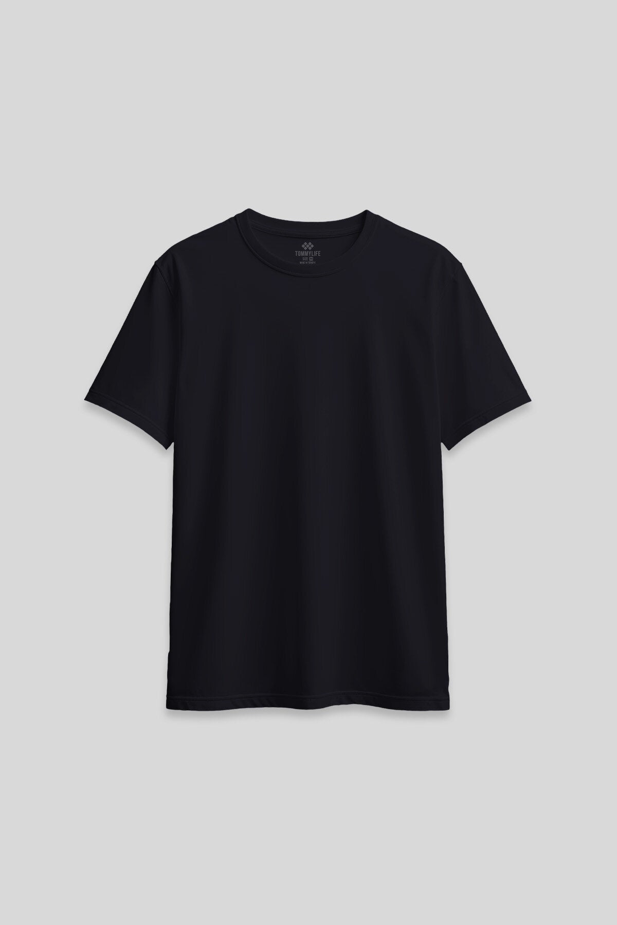 Lacivert O Yaka Standart Fit Basic Kadın T-Shirt - 97311