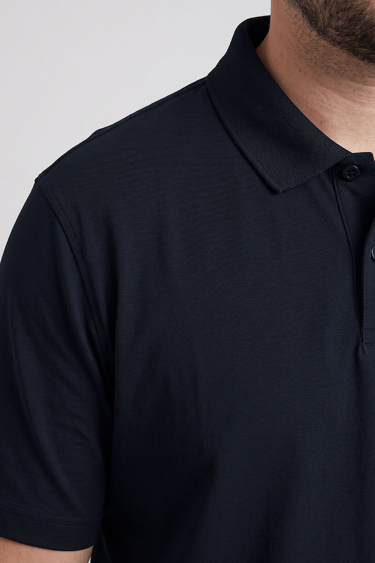 Lacivert Polo Yaka Büyük Beden Battal Erkek T-Shirt - 88511