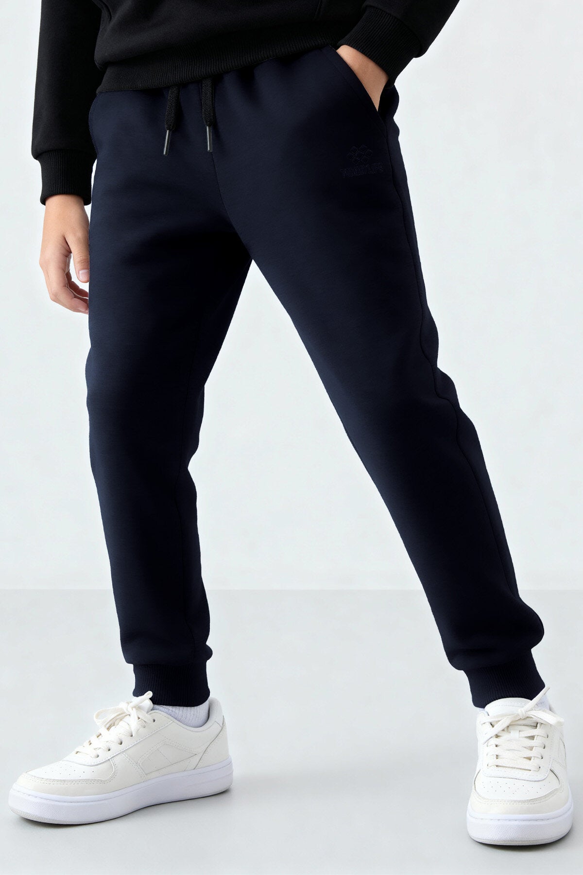 Lacivert Standart Fit Manşetli İnce Erkek Çocuk Eşofman Alt - 11205