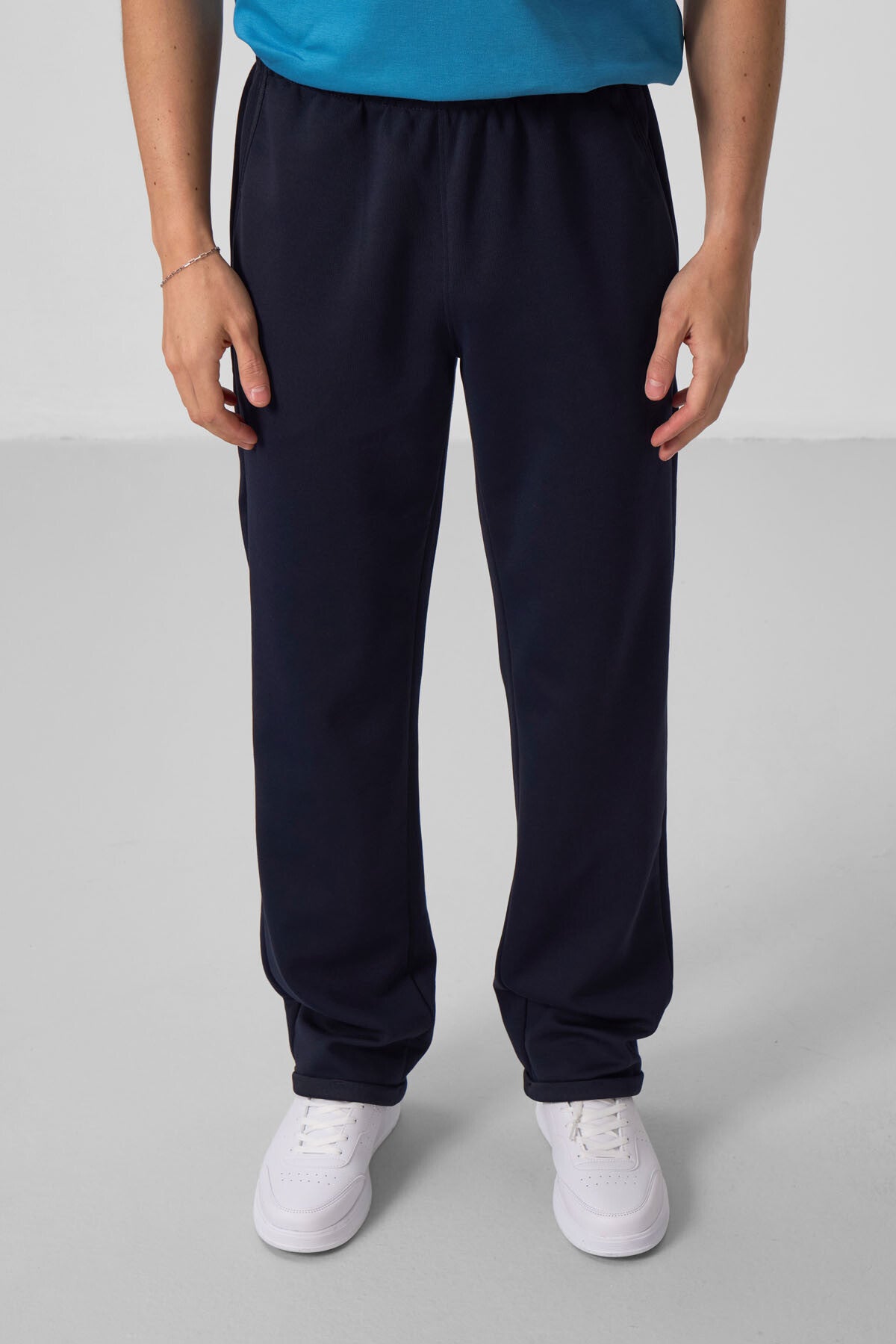 Lacivert Yüzeyi Dokulu Rahat Form Palazzo Erkek Pantolon - 82164