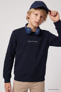 Lacivert Standart Fit Baskılı O Yaka Erkek Çocuk Sweatshirt - 11322