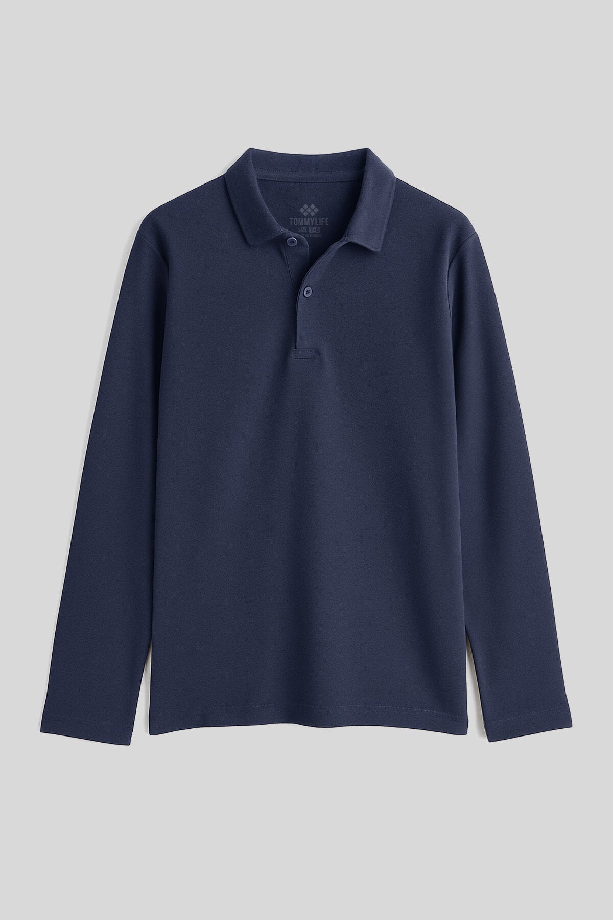Lacivert Polo Yaka Basic Uzun Kollu Unisex Çocuk T-Shirt - 11170