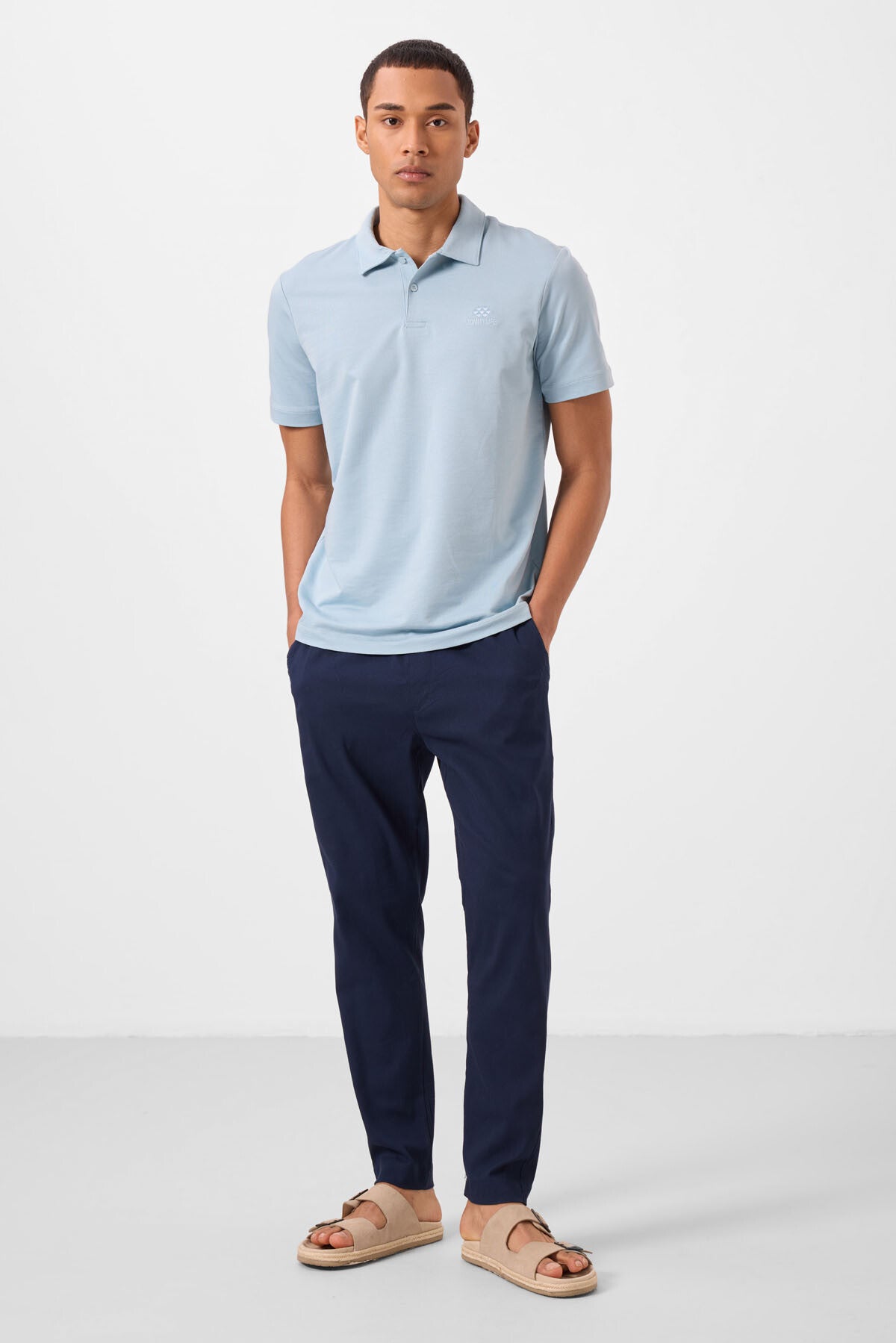 Lacivert Standart Fit Dokuma Hafif Esnek Chino Erkek Pantolon - 82177