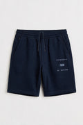 Navy Printed Hidden Pocket Detail Plus Size Men's Shorts - 81300