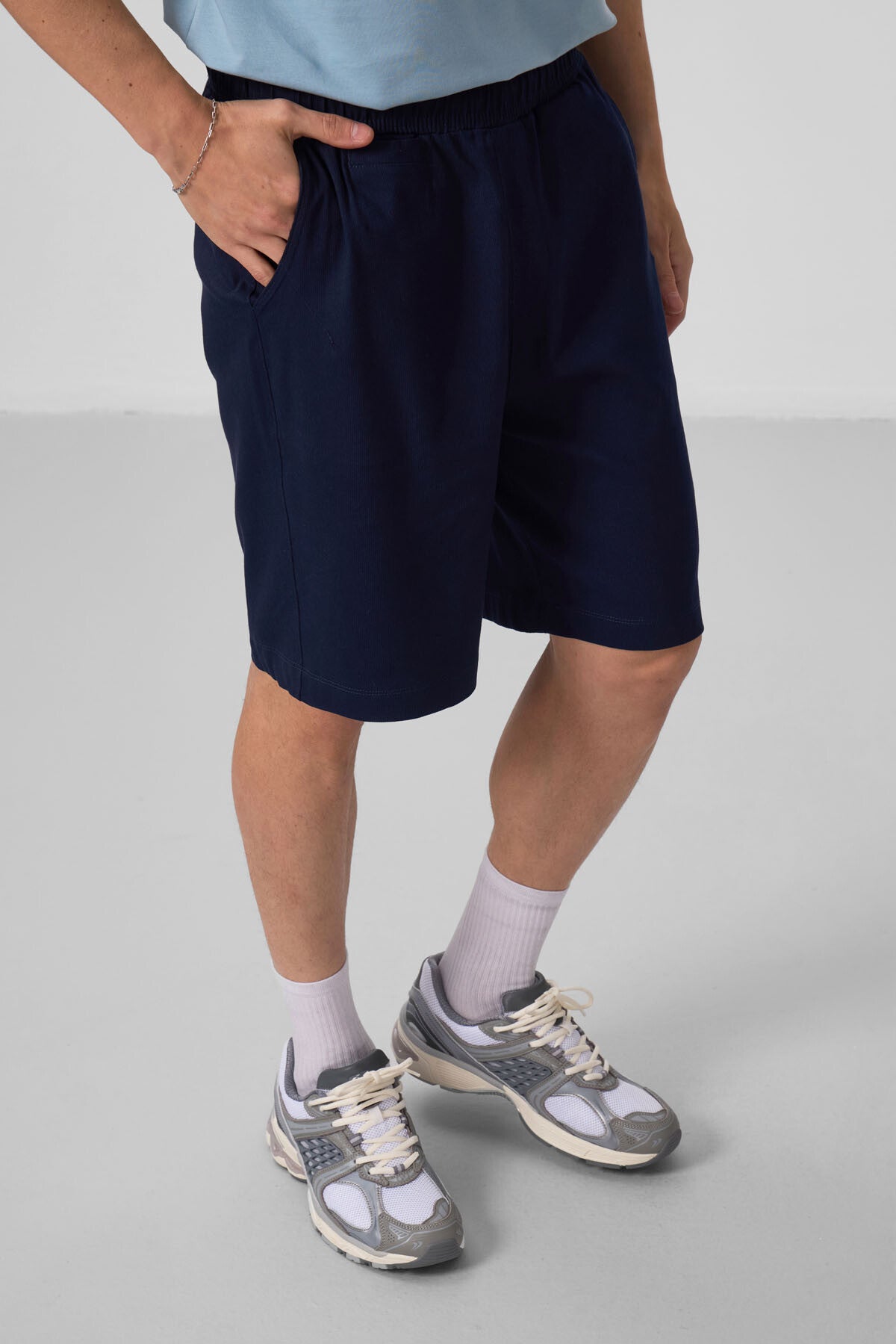 Lacivert Standart Fit Dokuma Hafif Esnek Chino Erkek Şort - 81290