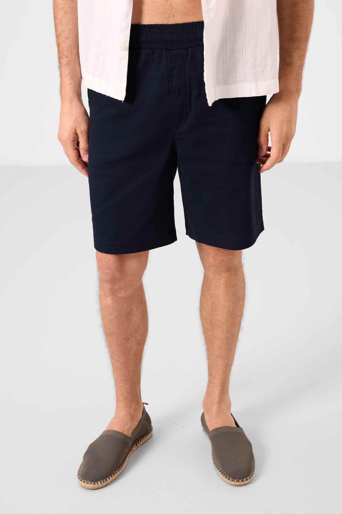 Lacivert Standart Fit Dokuma Hafif Esnek Chino Erkek Şort - 81289