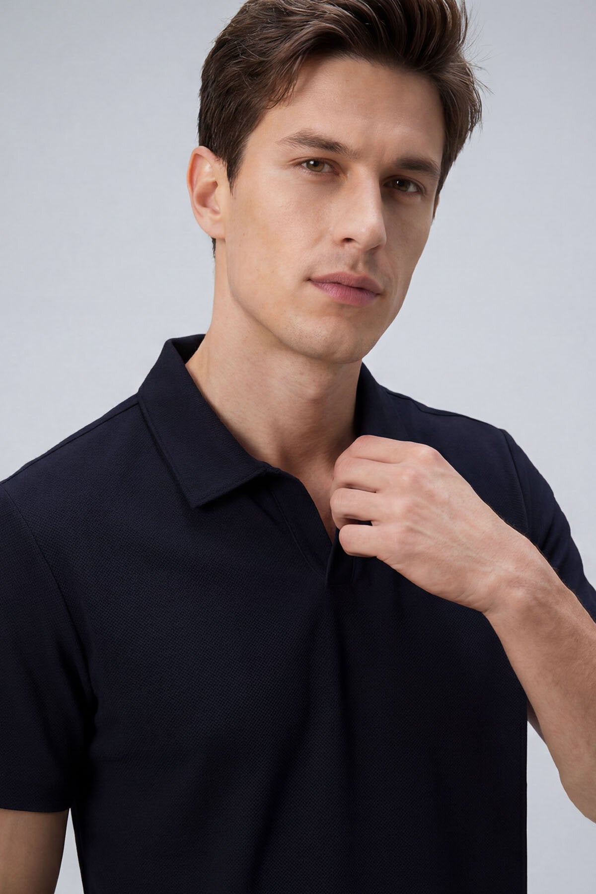 Lacivert Rahat Form Yumuşak Dokulu Polo Yaka Erkek T-Shirt - 88496