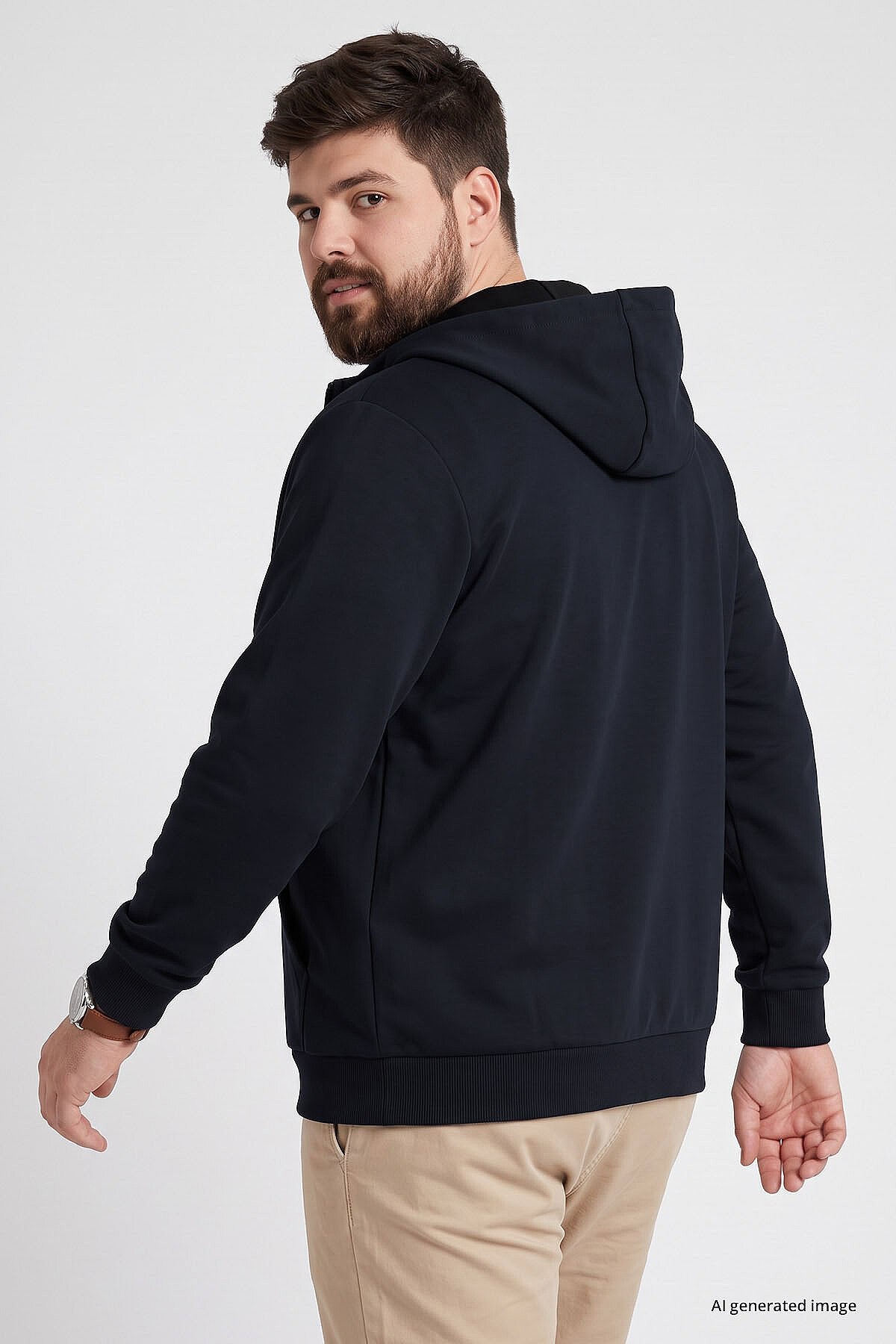Lacivert Fermuarlı Büyük Beden Erkek Sweatshirt - 88124