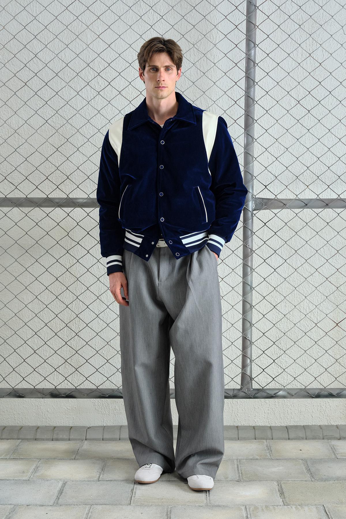 LACİVERT KADİFE KOLEJ CEKET