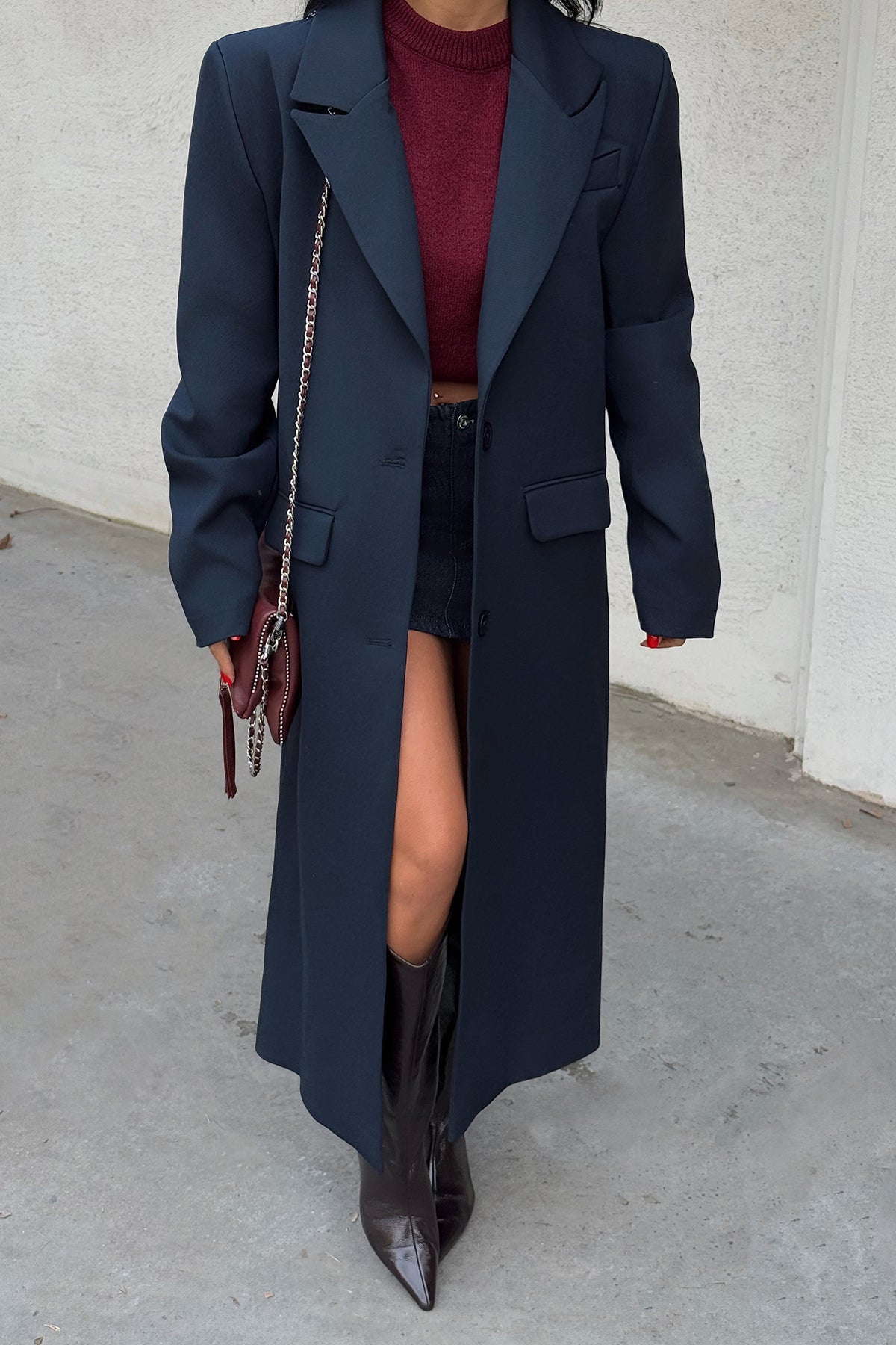 Lacivert Arnaldo Uzun Ceket ATE-2174