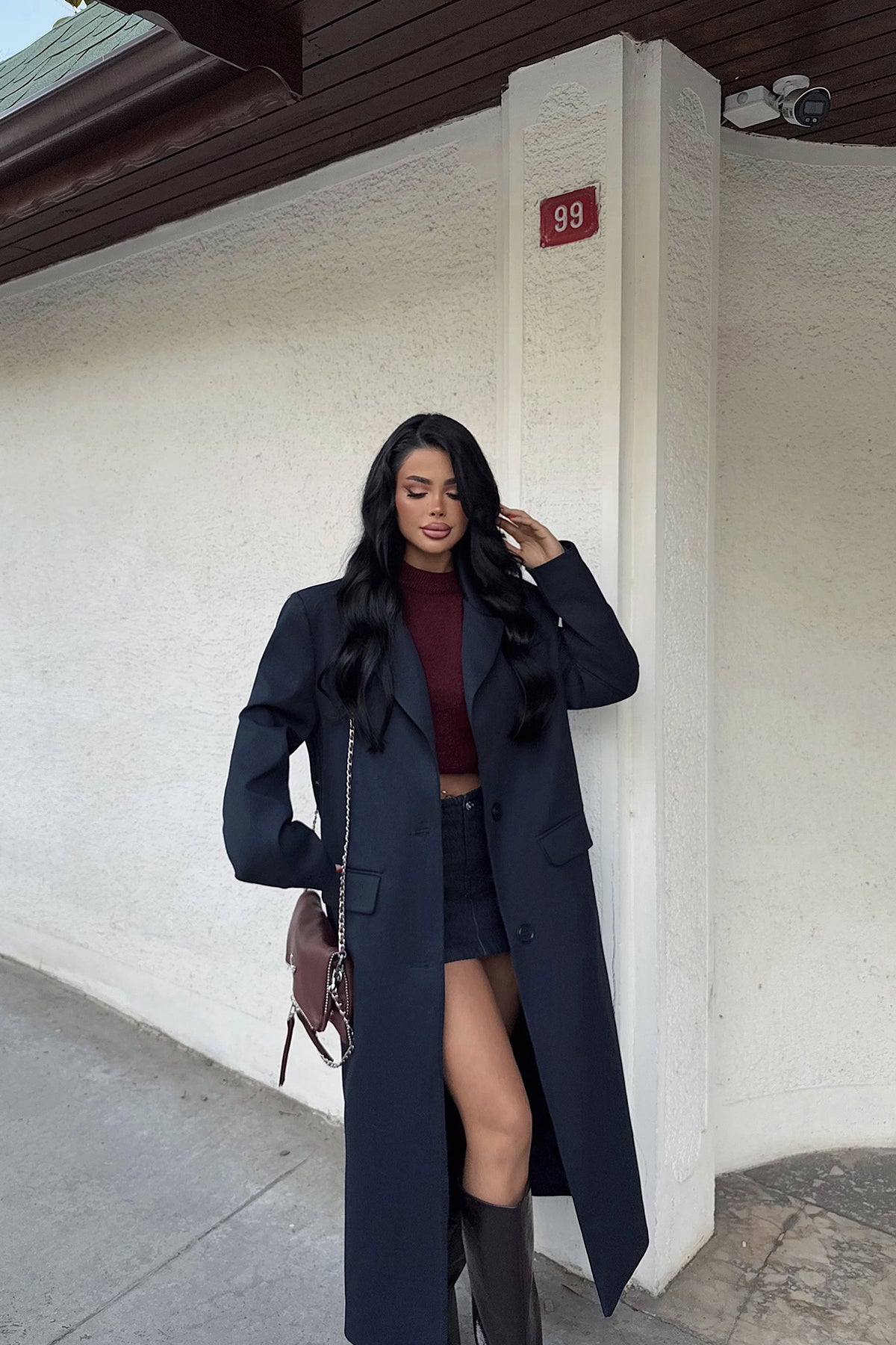 Lacivert Arnaldo Uzun Ceket ATE-2174