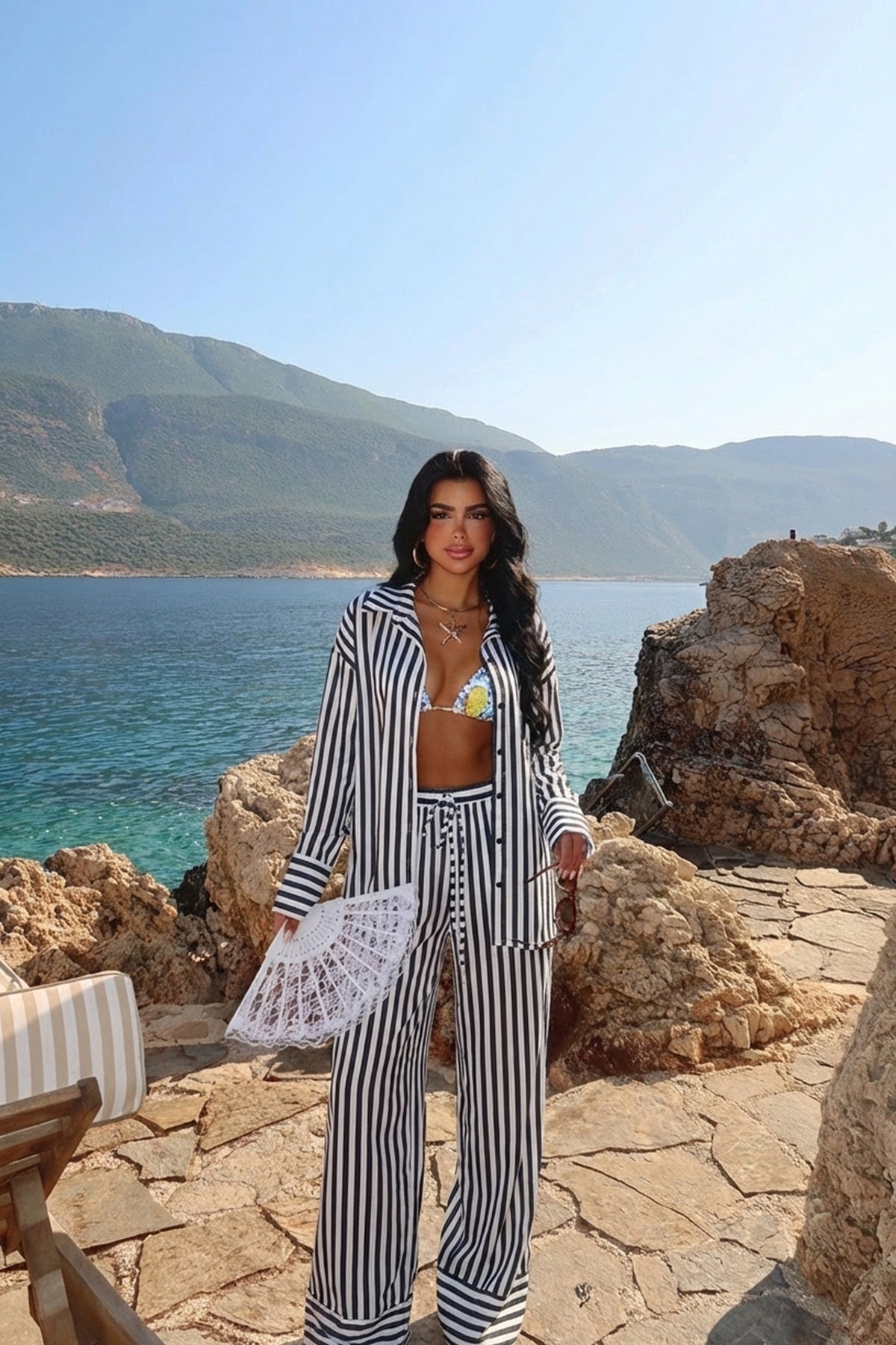 Lacivert Aleida Çizgili Takım ATE-2757