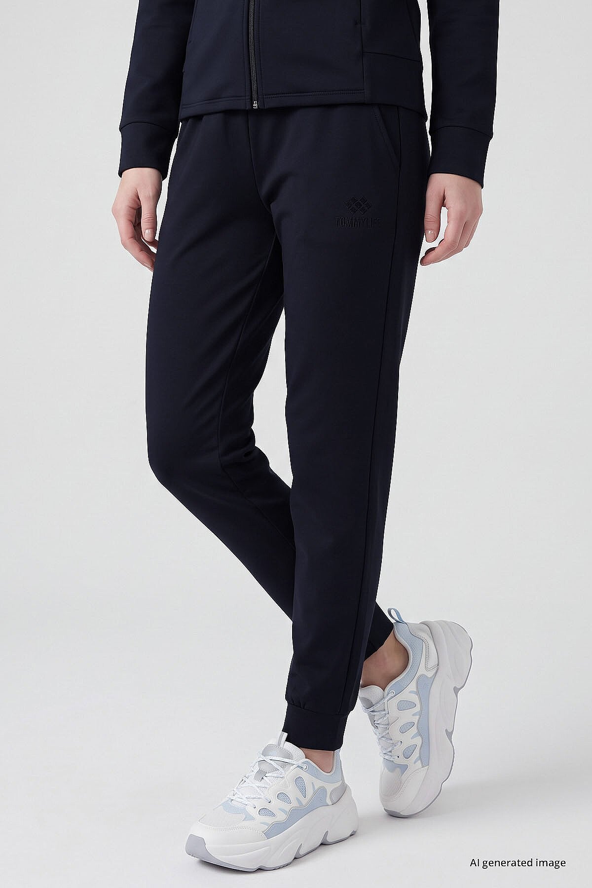 Lacivert Slim Fit Kadın Eşofman Takım - 95357