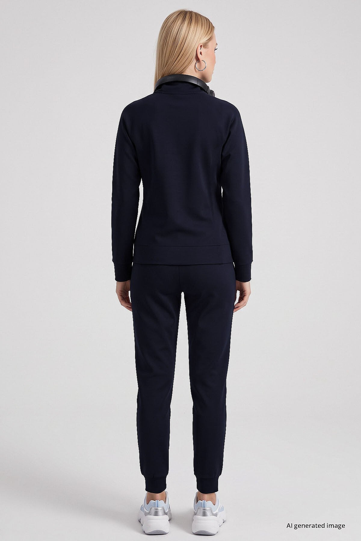 Lacivert Slim Fit Kadın Eşofman Takım - 95357