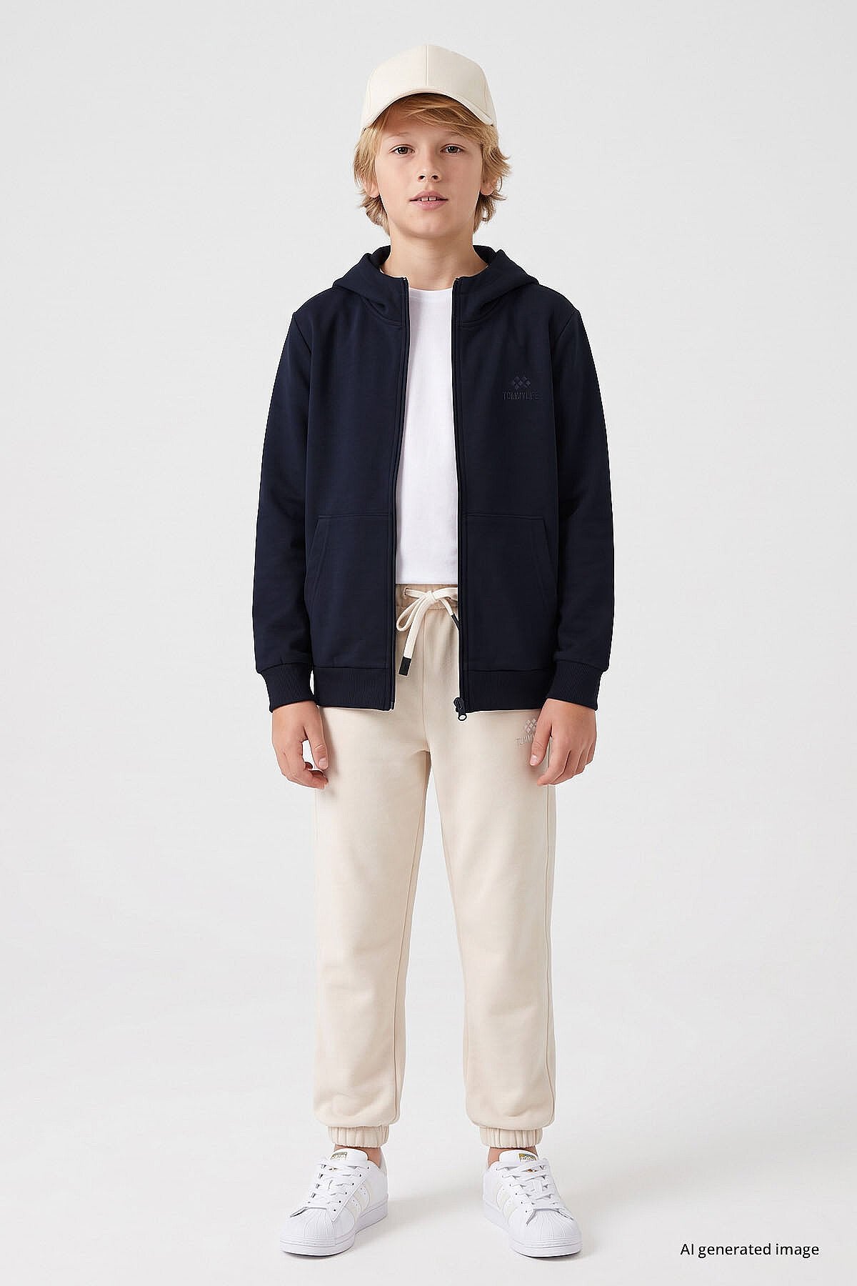 Lacivert Standart Kalıp Basic Erkek Çocuk Sweatshirt - 11336