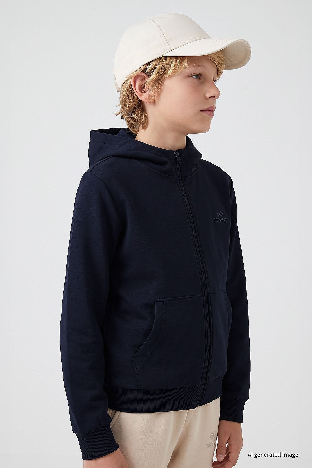 Lacivert Standart Kalıp Basic Erkek Çocuk Sweatshirt - 11336