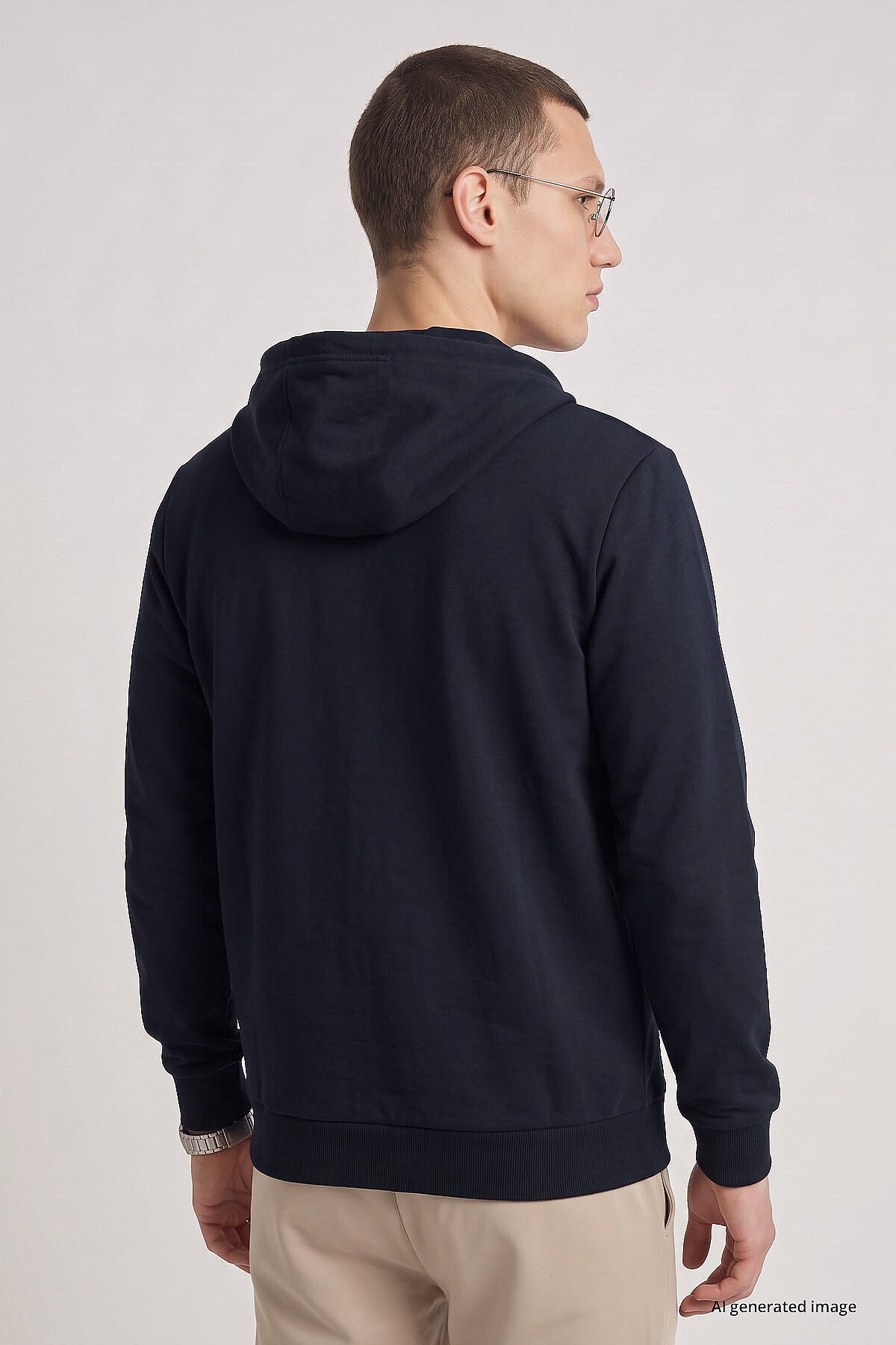 Lacivert Standart Kalıp Basic Fermuarlı Erkek Sweatshirt - 88514