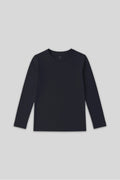 Lacivert O Yaka Standart Fit Basic Uzun Kollu Unisex Çocuk T-Shirt - 11329