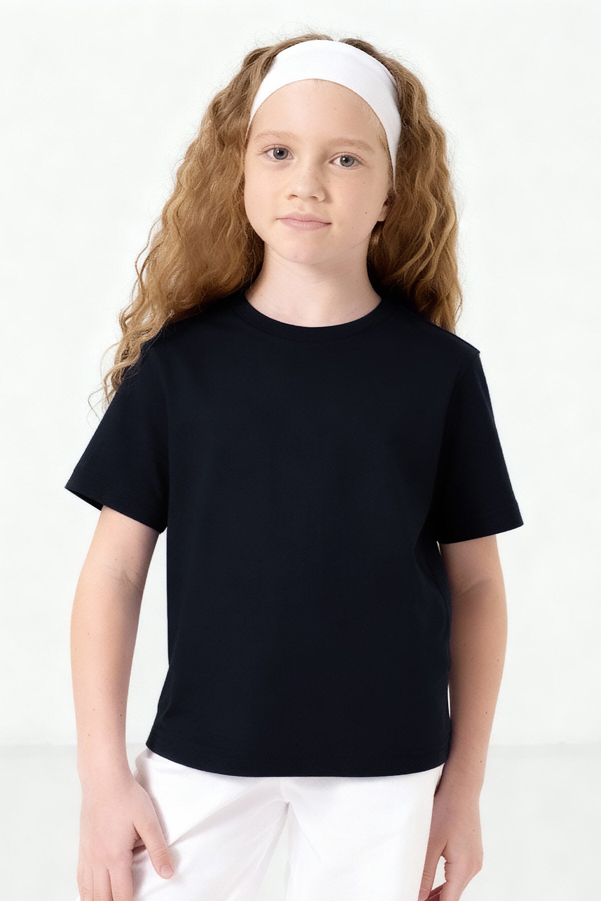 Lacivert O Yaka Standart Fit Basic Unisex Çocuk T-Shirt - 11328