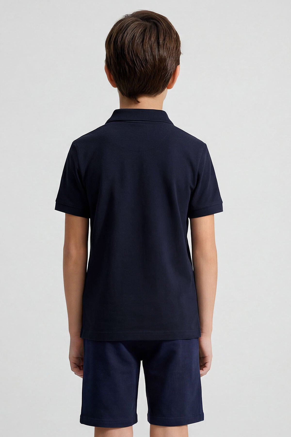 Lacivert Polo Yaka Standart Fit Basic Unisex Çocuk T-Shirt - 11330