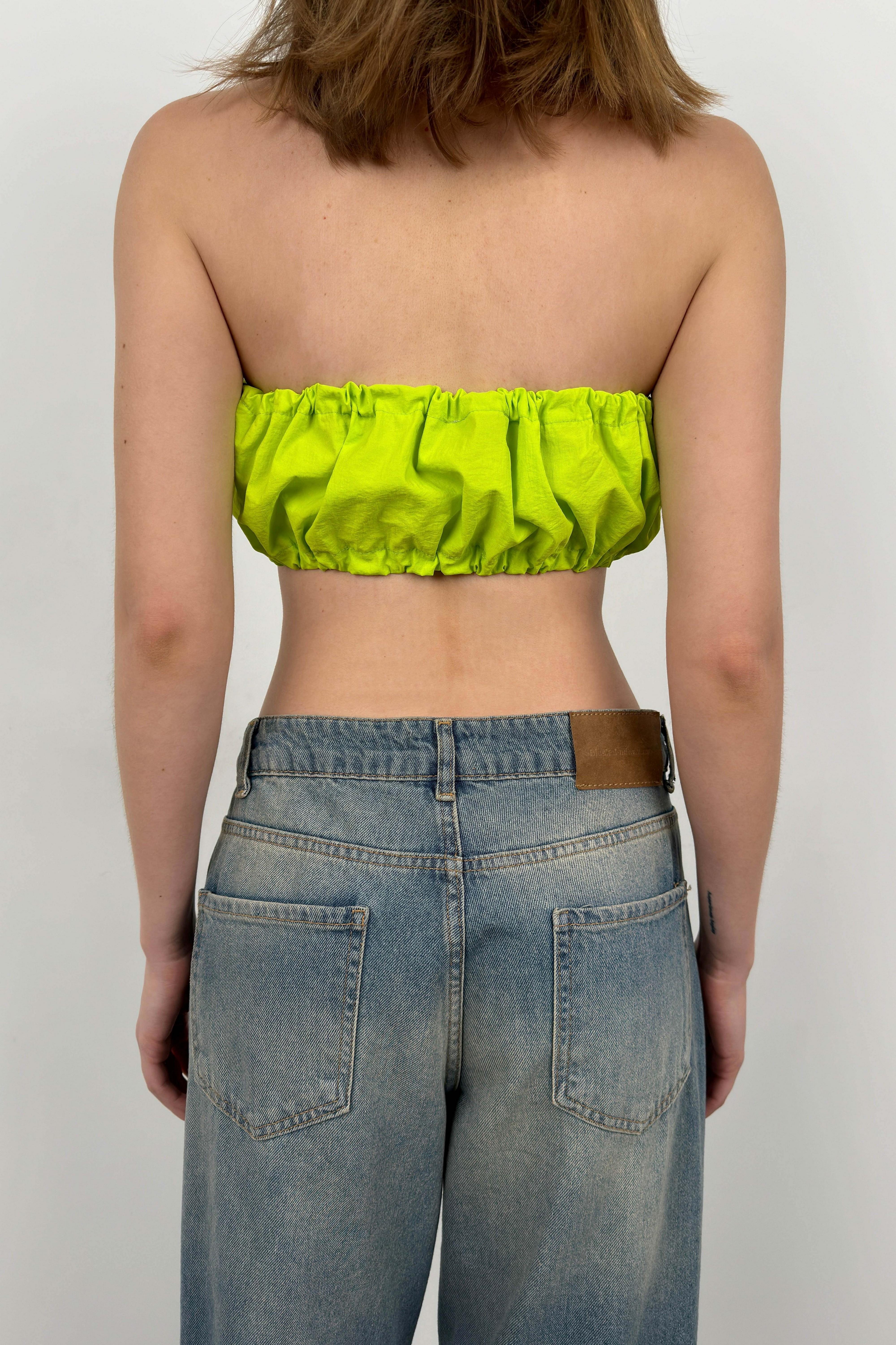 Lastik Detay Lime Straplez Crop