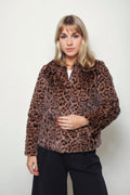 Leopar Desen Yumoş Çıtçıtlı Ceket