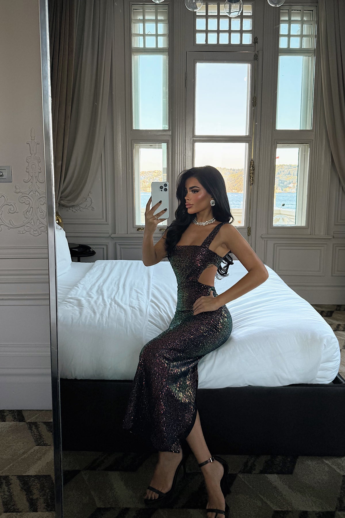 Lila Bera Payetli Elbise ATE-3633