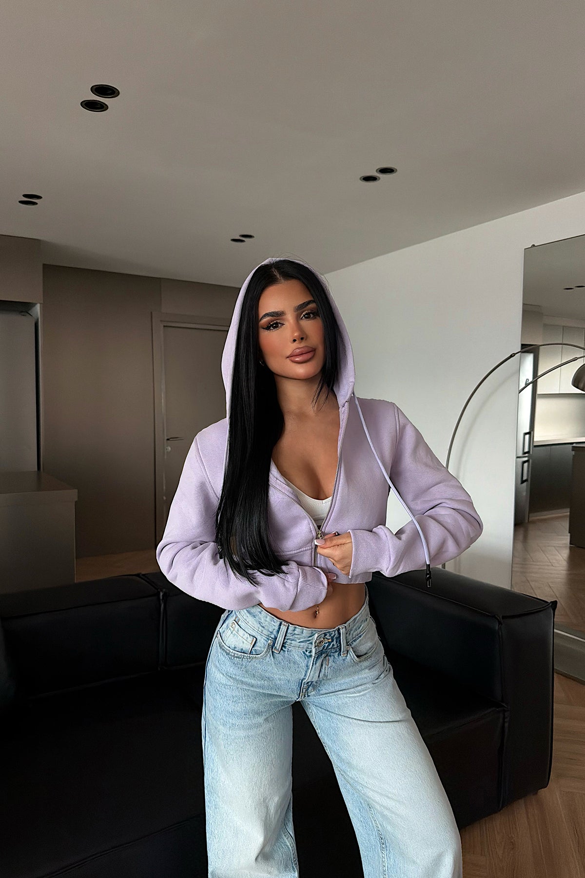 Lila Caiden Crop Hırka ATE-4861