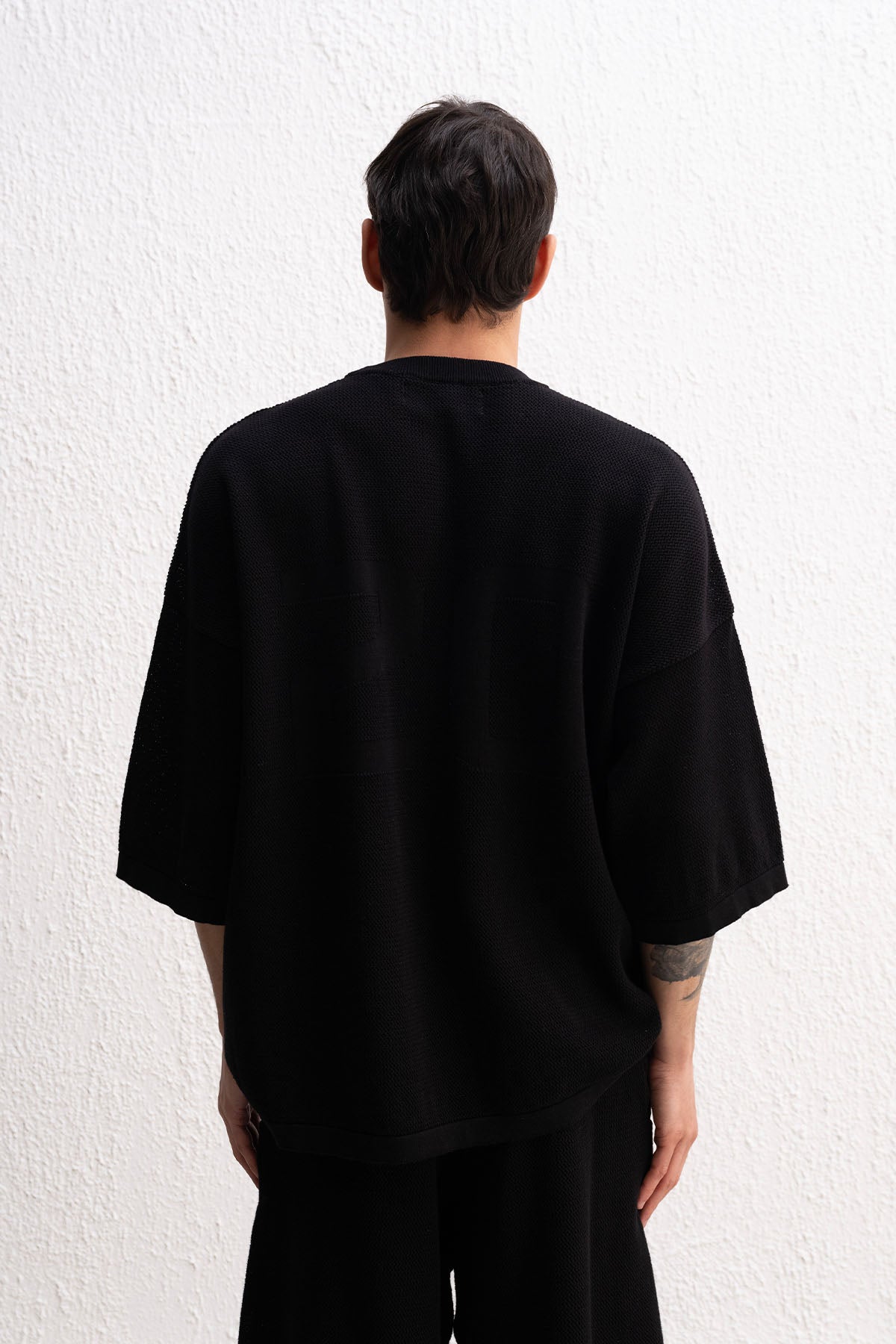 LOGO DETAYLI TRİKO SİYAH T-SHIRT - SİYAH L