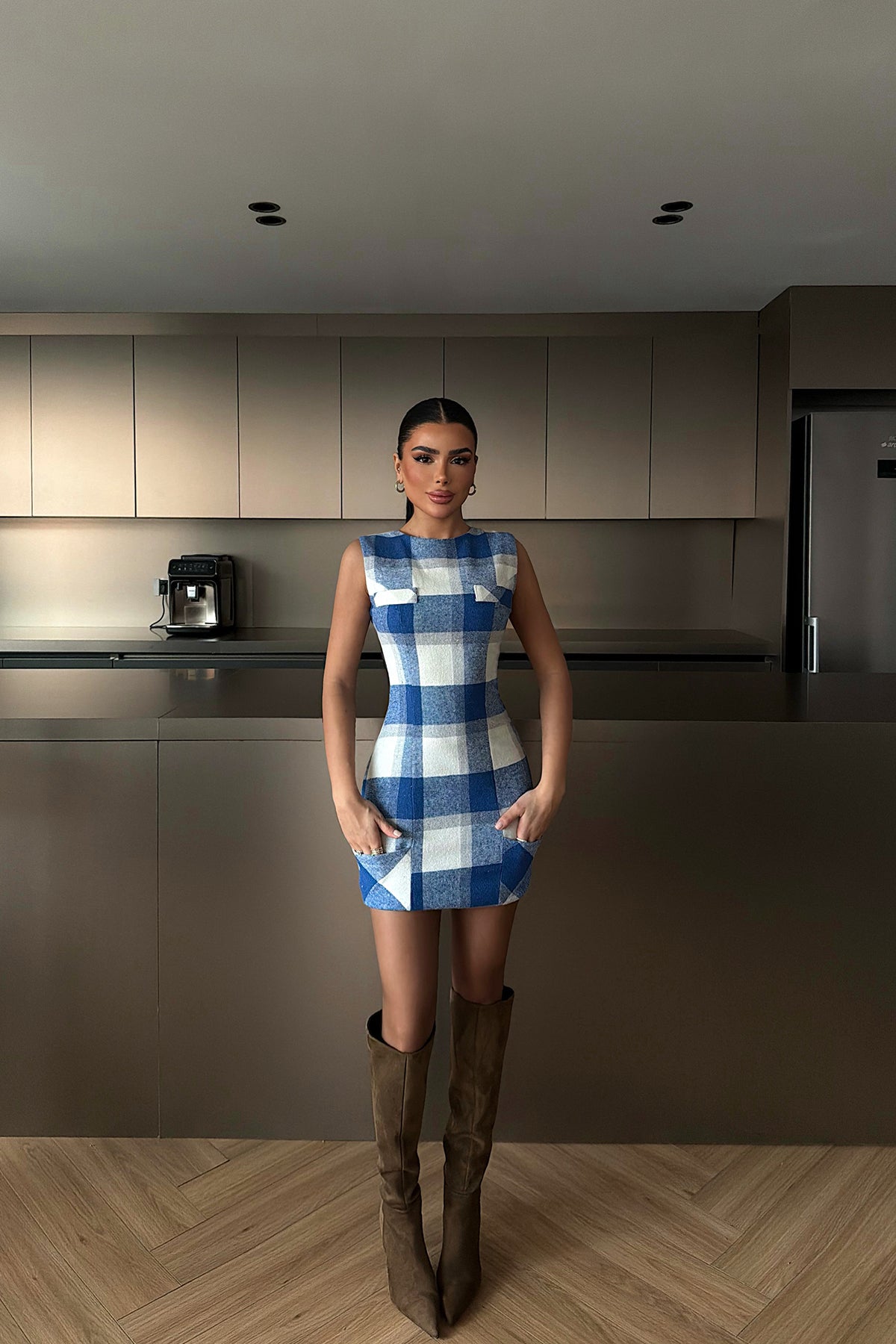 Mavi Vera Ekose Elbise ATE-4389