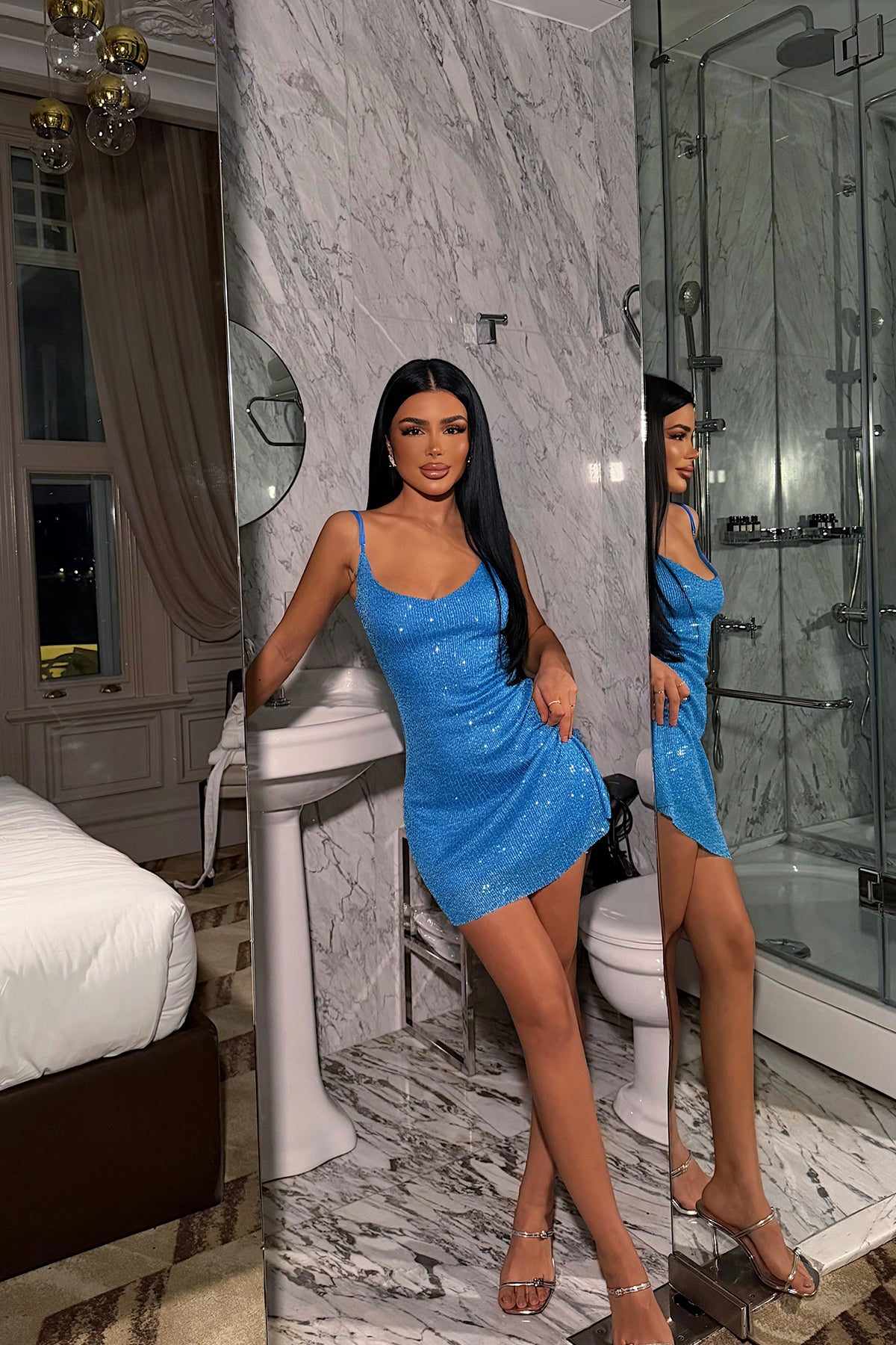 Mavi Cozhy Mini Payetli Elbise ATE-3981