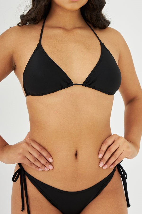 Starinci Bağlamalı Üçgen Siyah Bikini Takımı