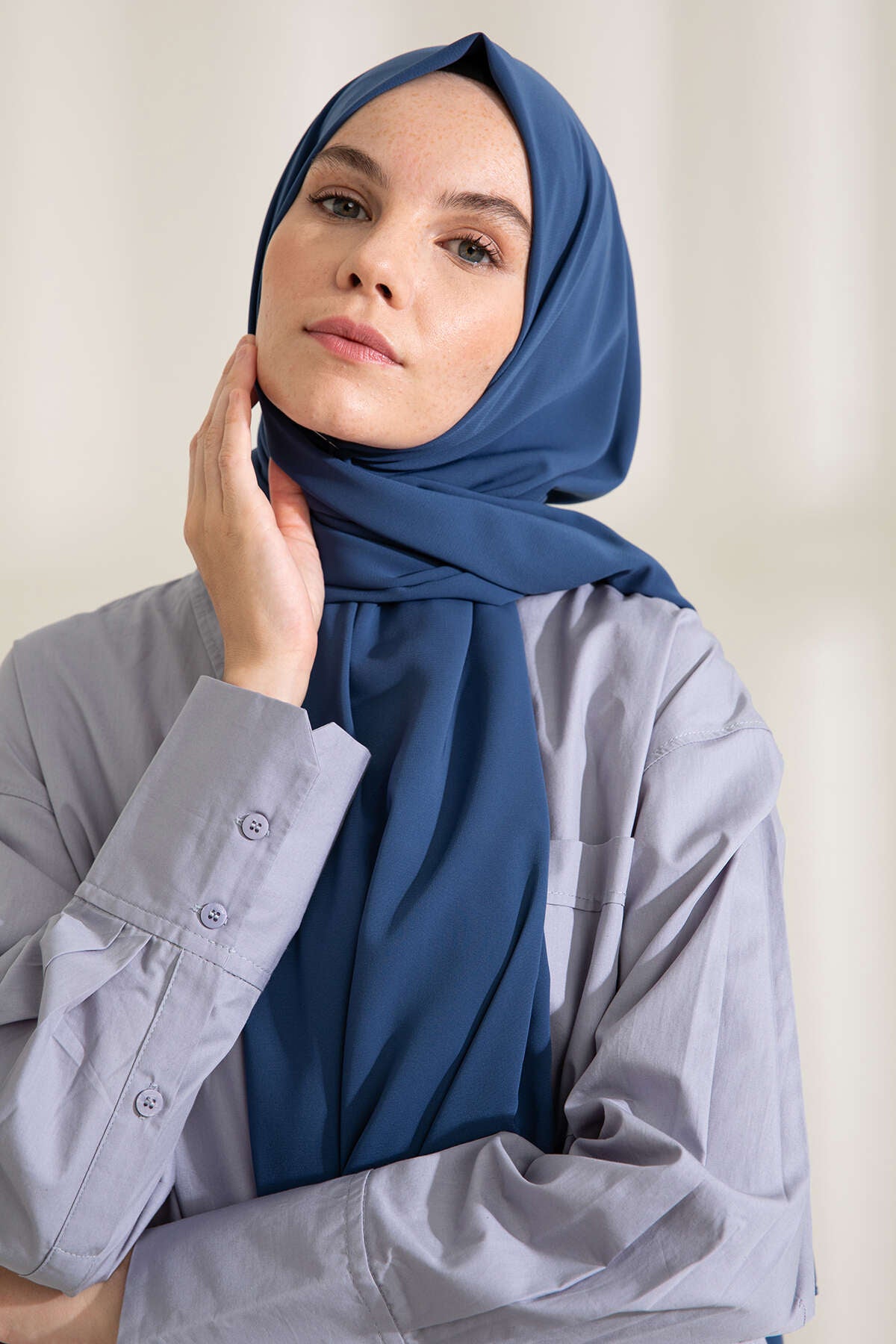 Medine İpeği Şal - İndigo