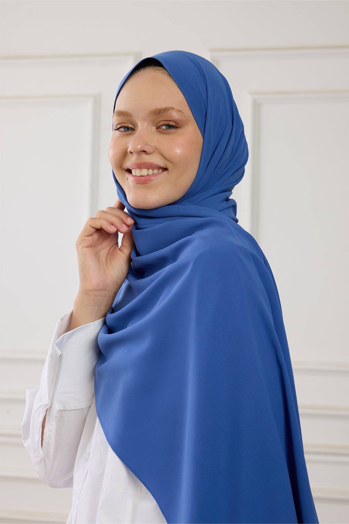 Medine İpeği Şal - Kantoron Mavisi