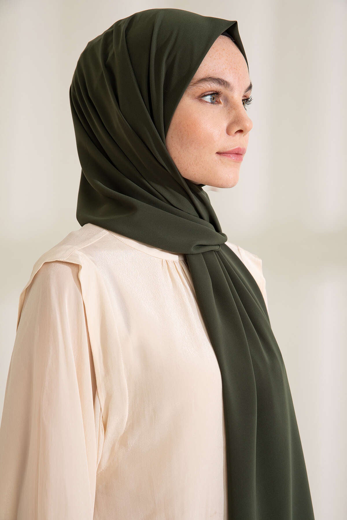 Medine İpeği Şal - Koyu Haki